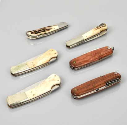 null Set of 6 modern folding knives: Fox, Ranger's, Florinox. Good condition.