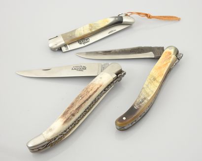 null Set of 3 folding knives "Forge de Laguiole". Good condition
