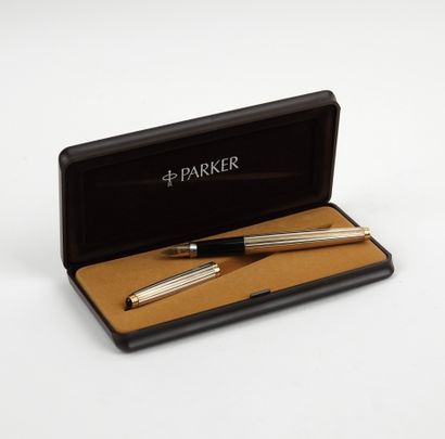 Parker: Silver and vermeil pen with striped...