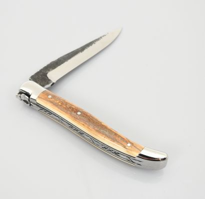 null Laguiole folding knife, signed "Armand" in mammoth ivory. Good condition