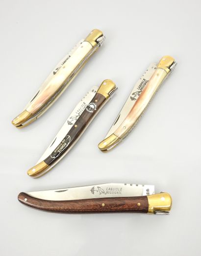 null Set of 4 folding knives with one blade "Laguiole Rossignol"; Good condition