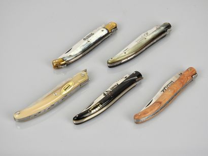 null Lot of 5 folding laguiole knives "Le fidèle", "Rossignol", "Glandières", "Couttier",...