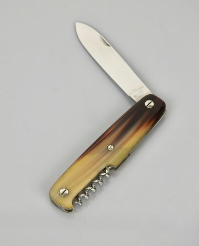 null Couteau repliable "Mongin" en corne, lame de 8,5 cm; Bon état général