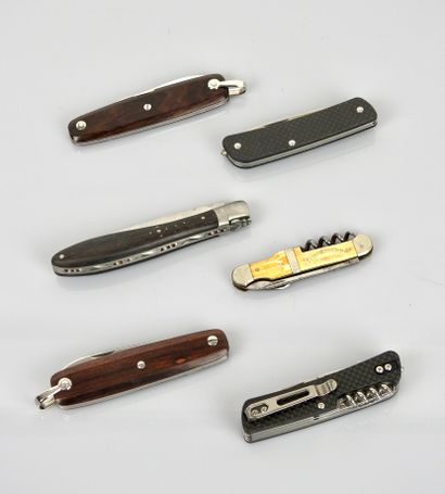 null Set of folding knives: two "Böcker" knives, one of which is multiblade, two...