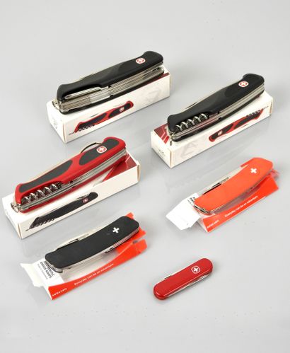 null Set of 6 "Swiza" and "Wenger" multiblade folding knives, various models; Good...