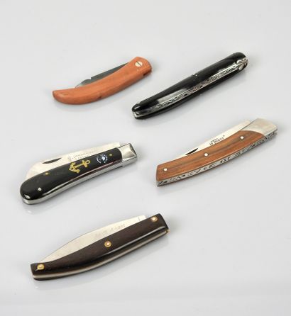 null Set of 5 regional folding knives: Thiers by Chambriard, St Amant, Laguiole,...
