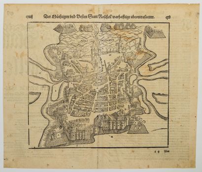 null 449 - CHARENTE-MARITIME. Plan of LA ROCHELLE. Munster, published in 1598. "Der...