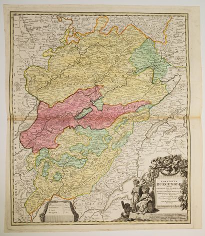 null 107 - Map XVII of BURGUNDY : " Comitatus BURGONDIÆ... Johann Bapt HOMANNO Nurimbergæ...
