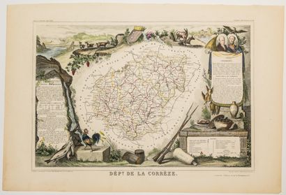 null 87 - « Département de LA CORRÈZE » Atlas National illustré (c. 1845) par Levasseur...