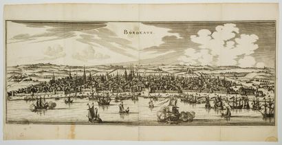 null 257 - GIRONDE. Large 17th century view of "BORDEAUX" by MERIAN. Original etching,...