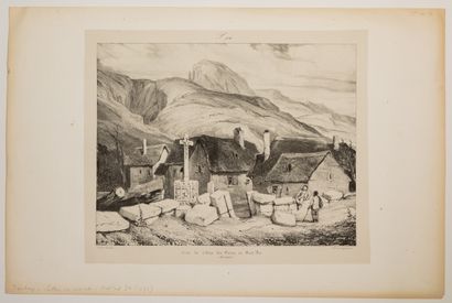 null 94 - PUY-DE-DÔME. "Cross of the Village des Bains in Mont-Dore. Auvergne. Lithograph...