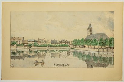 null 115 - DOUBS. "AUDINCOURT, the Doubs and the Temple. Original drawing signed...
