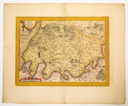 null 1 - Carte de l’Isle de France, gravée par Abraham ORTELIUS en 1598. (49 x 59,5...