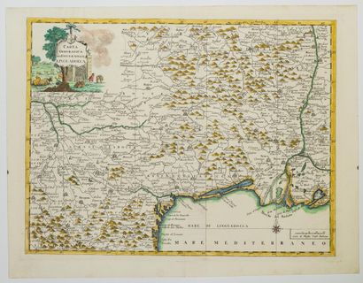 null 284 - LANGUEDOC. Carte italienne XVIIIe s. du Languedoc « Carta Géografica del...