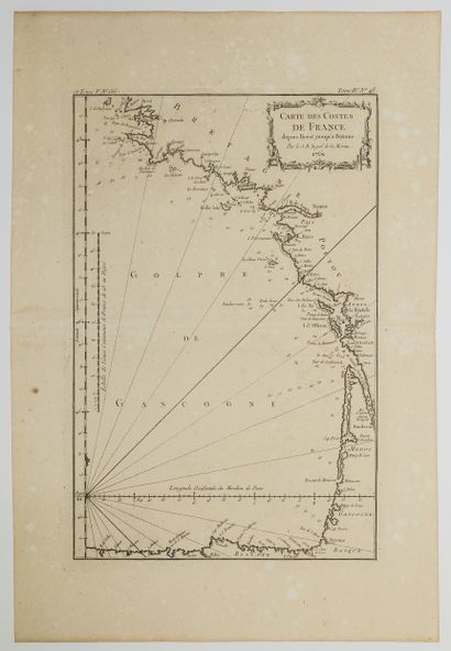 null 453 - "Map of the Coasts of France from BREST to BAYONNE, by Sieur B. Engineer...