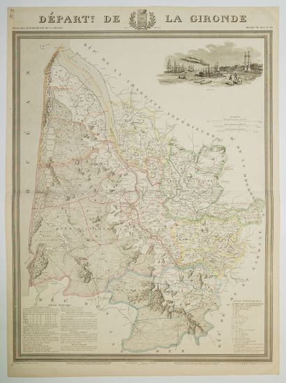 null 271 - Department of GIRONDE. With view of the city of BORDEAUX. Atlas of the...