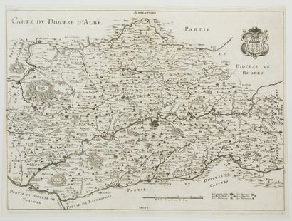 null 348 - TARN. Carte XVIIe du Diocèse d’ALBI, de Mérian. (27 x 35,5 cm) État A