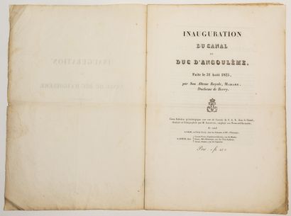 null 65 - SOMME. Inauguration du Canal d’Angoulême. « Union de la haute et de la...