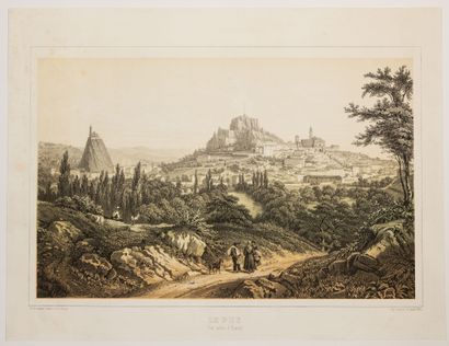 null 90 - HAUTE LOIRE. "LE PUY, view from Espaly. - Muller after the drawing by E....