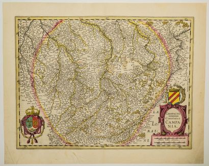 null 157 - XVIIth map of CHAMPAGNE. "CHAMPAGNE. COMITATUS CAMPANIA." (45,5 x 56,5)...