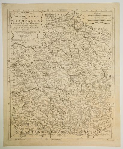 null 158 - LA CHAMPAGNE. Carte italienne de 1695. « Governo Generale della CIAMPAGNA...