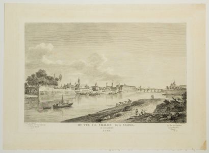 null 130 - SAÔNE-ET-LOIRE. "3rd View of CHALON-SUR-SAÔNE, going up. Engraving 18th...