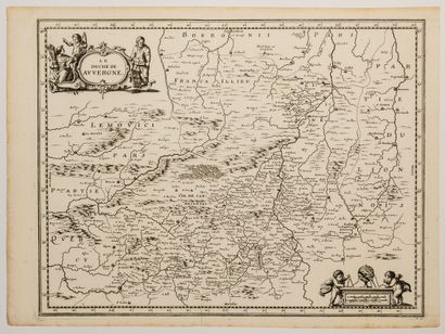 null 91 - Map XVIIth c. " The Duchy of AUVERGNE " engraved by Mérian. (30 x 40 cm)...