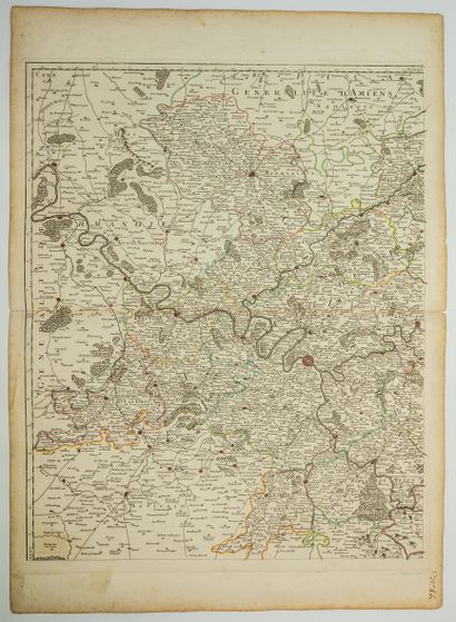 null 175 - THE PARIS REGION, Very large map (1m 50 x 1m 10 cm) in 4 plates (77 x...
