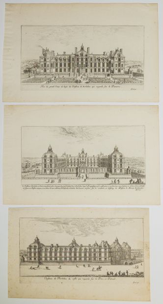 null 403 - INDRE-ET-LOIRE. The Castle of RICHELIEU in Poitou. 3 Engravings XVIIth...