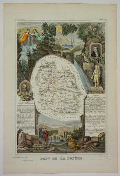 null 300 - Département de LA LOZÈRE. Atlas National illustré par Levasseur géographe...