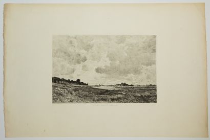 null 176 - LE BAS DE MONTIGNY (Banks of the Marne) Etching by Edmond YON, Engraver...