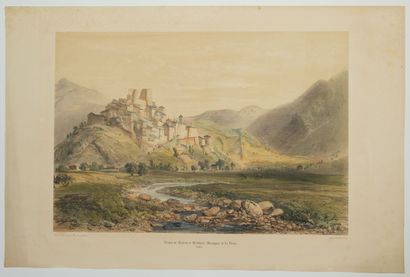 null 186 - DRÔME. « Ruines du Château de MONTBRUN (Montagnes de la Drôme)» Dessiné...