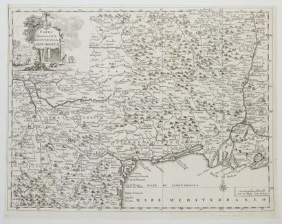 null 275 - LANGUEDOC. Carte italienne XVIIIe s. du Languedoc « Carta Géografica del...