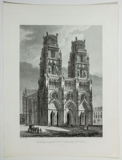 null 444 - LOIRET. "Main facade of the Cathedral of ORLÉANS." Chapuy del. 1832, Ransonnete...