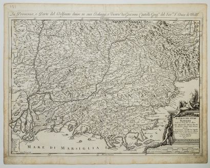 null 476 - Italian map of 1690 of PROVENCE and part of DAUPHINÉ, by Giacomo CANTELLI...