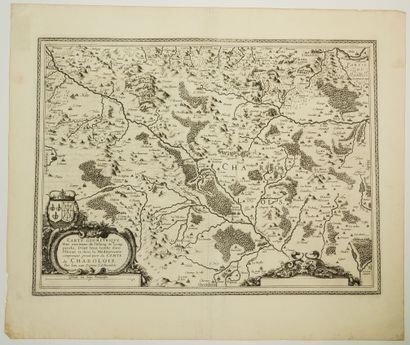 null 125 - SAÔNE-ET-LOIRE. 17th century map of the County of CHAROLOIS: "Geometric...