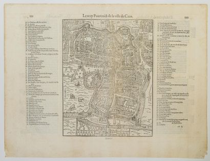 null 368 - CALVADOS. "The true Portrait of the city of CAEN". Engraving XVIth (In...