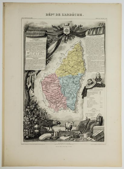 null 182 - « Département de L’ARDÈCHE. » Atlas National illustré (C. 1860). Pélissier...