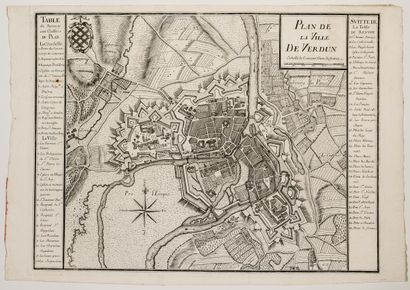 null 14 - MEUSE. "Plan of the City of VERDUN. Scale of 300 Toises de France. Table...