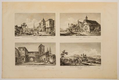 null 104 - CÔTE D'OR. Engraving with 4 Views: "View of the Square and the Great and...