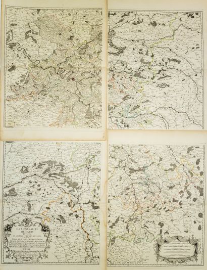 null 175 – LA RÉGION PARISIENNE, Très grande carte (1m 50 x 1m 10 cm) en 4 planches...