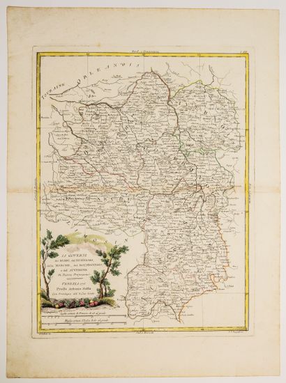 null 82 - Italian map, Venice 1776, of BERRY, NIVERNAIS, Marche, Bourbonnais and...