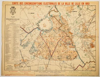 null 54 - NORTH. LILLE. "Map of the electoral districts of the city of Lille in 1893....