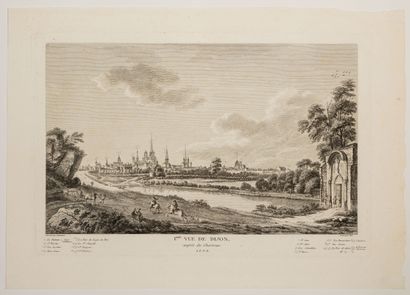 null 103 - CÔTE D'OR. "1st View of DIJON, near the Chartraux". Engraving XVIIIe S.A.P.D.R....