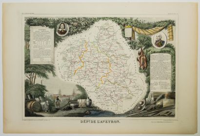 null 226 - "Department of AVEYRON". Illustrated National Atlas by Levasseur (C. 1845)...