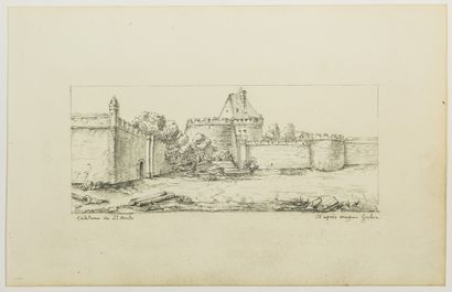 null 135 - ILLE-ET-VILAINE. "Castle of Saint Malo. Drawing by POUYAT MARTIAL, after...