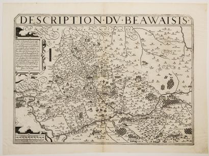 null 57 - XVIIth MAP OF THE OISE : " DESCRIPTION OF THE BEAUVAISIS " Jean LE CLERC...