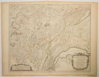 null 109 - DOUBS. JURA. Map of 1749 of FRANCHE COMTÉ: "Southern part of the County...