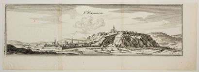 null 168 - MARNE. View of the City of " SAINTE MENEHOULD " by MÉRIAN, Drawing by...