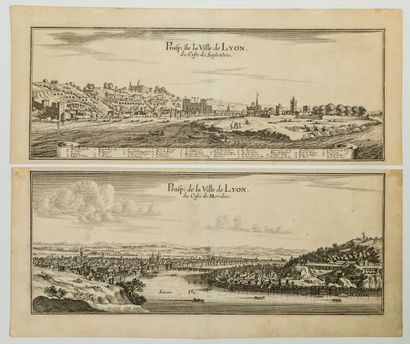 null 202 - RHONE. 2 17th century views of the City of LYON: "Posp. de la Ville de...